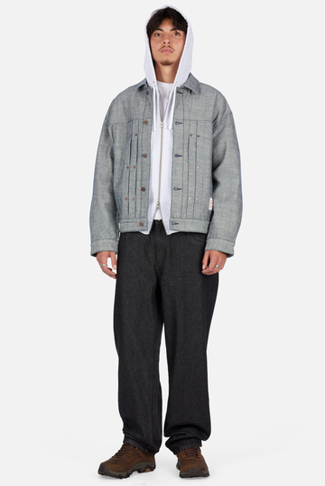 Pleated Denim Jacket