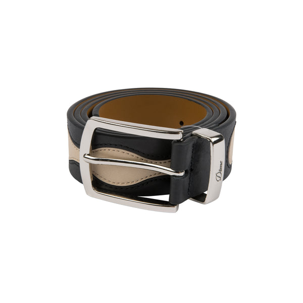 Dime Checkered Leather Belt / Navy (ダイム ベルト