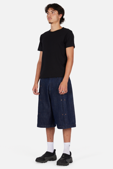 Pleated Baggy Denim Shorts