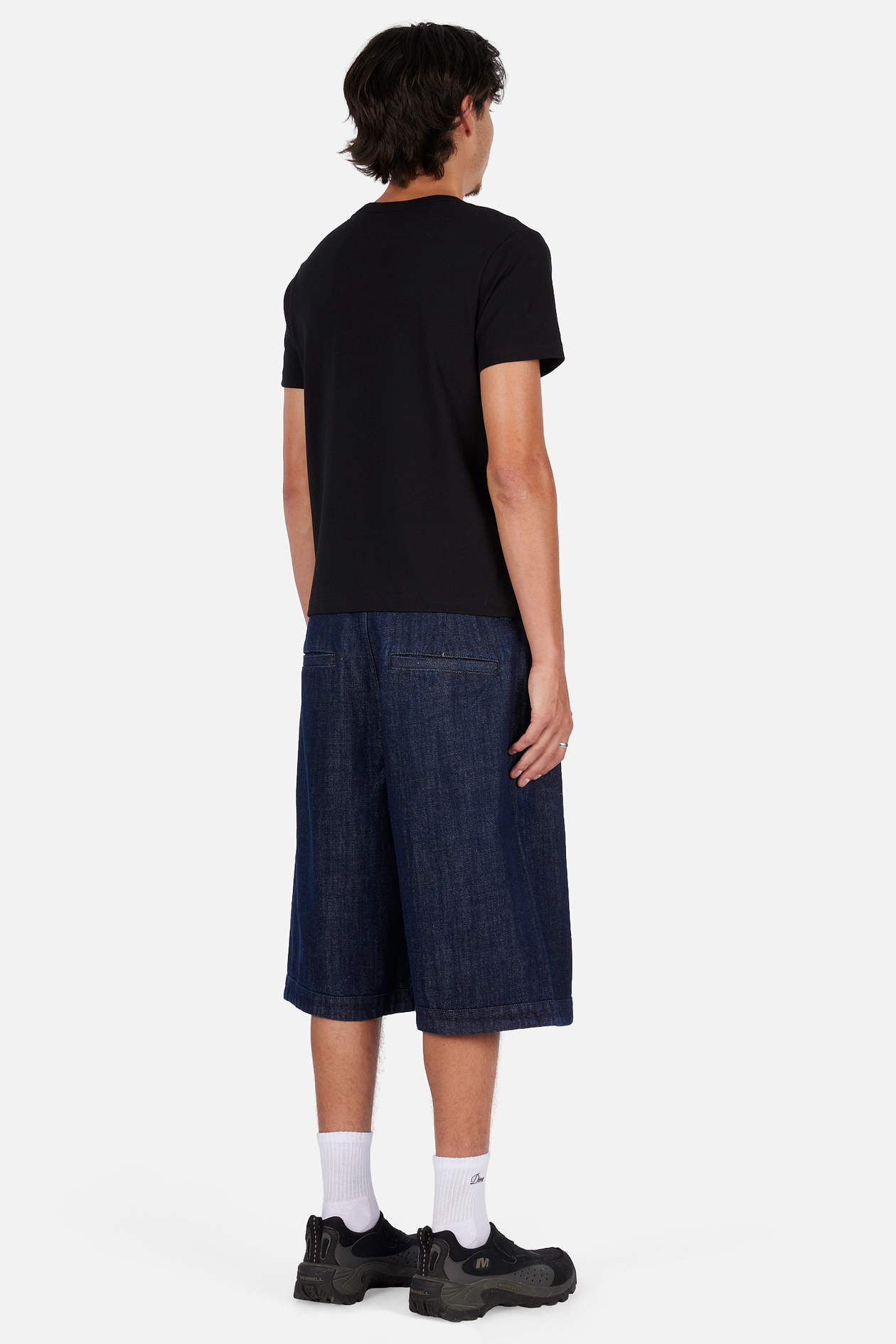 Pleated Baggy Denim Shorts