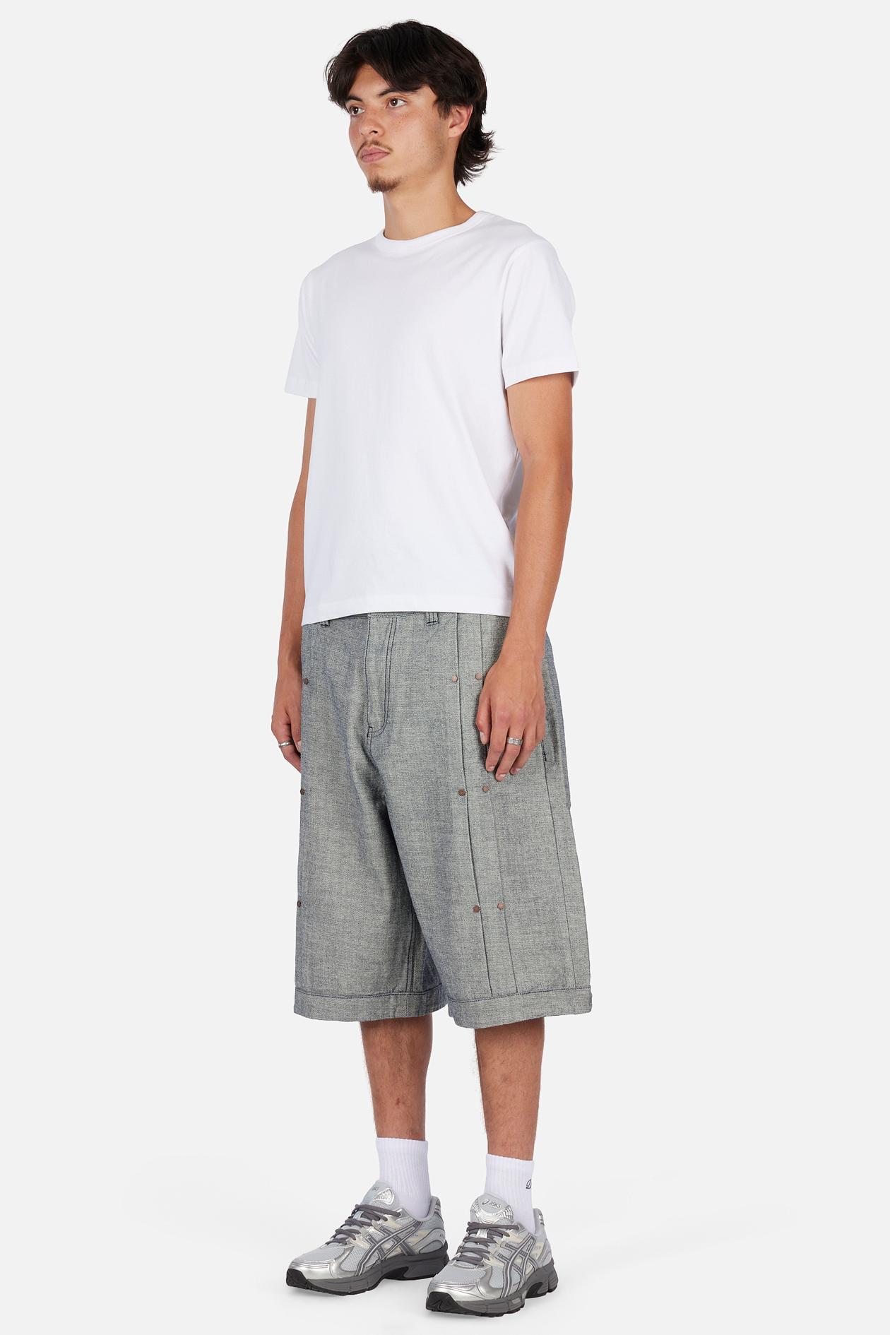 Pleated Baggy Denim Shorts
