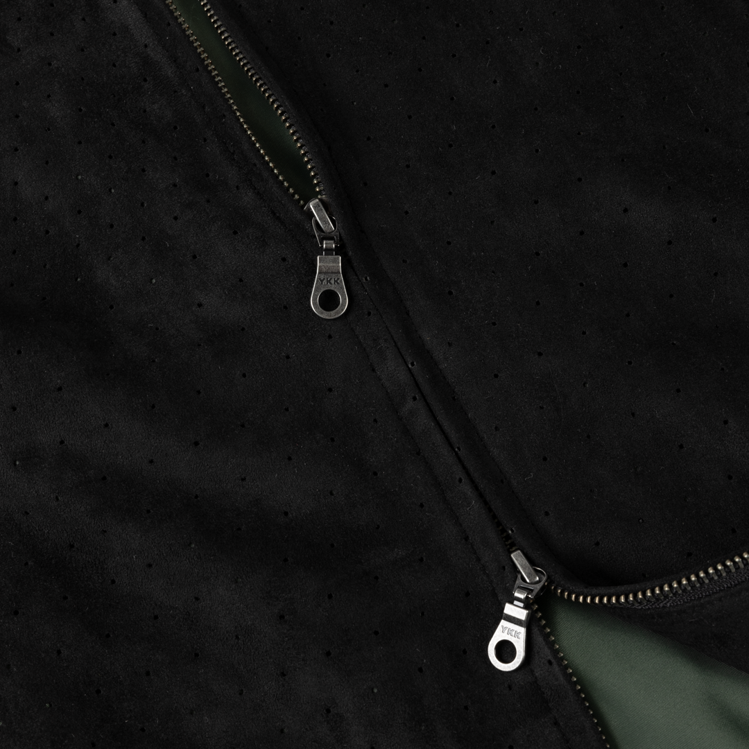 Perforated Faux Suede Jacket