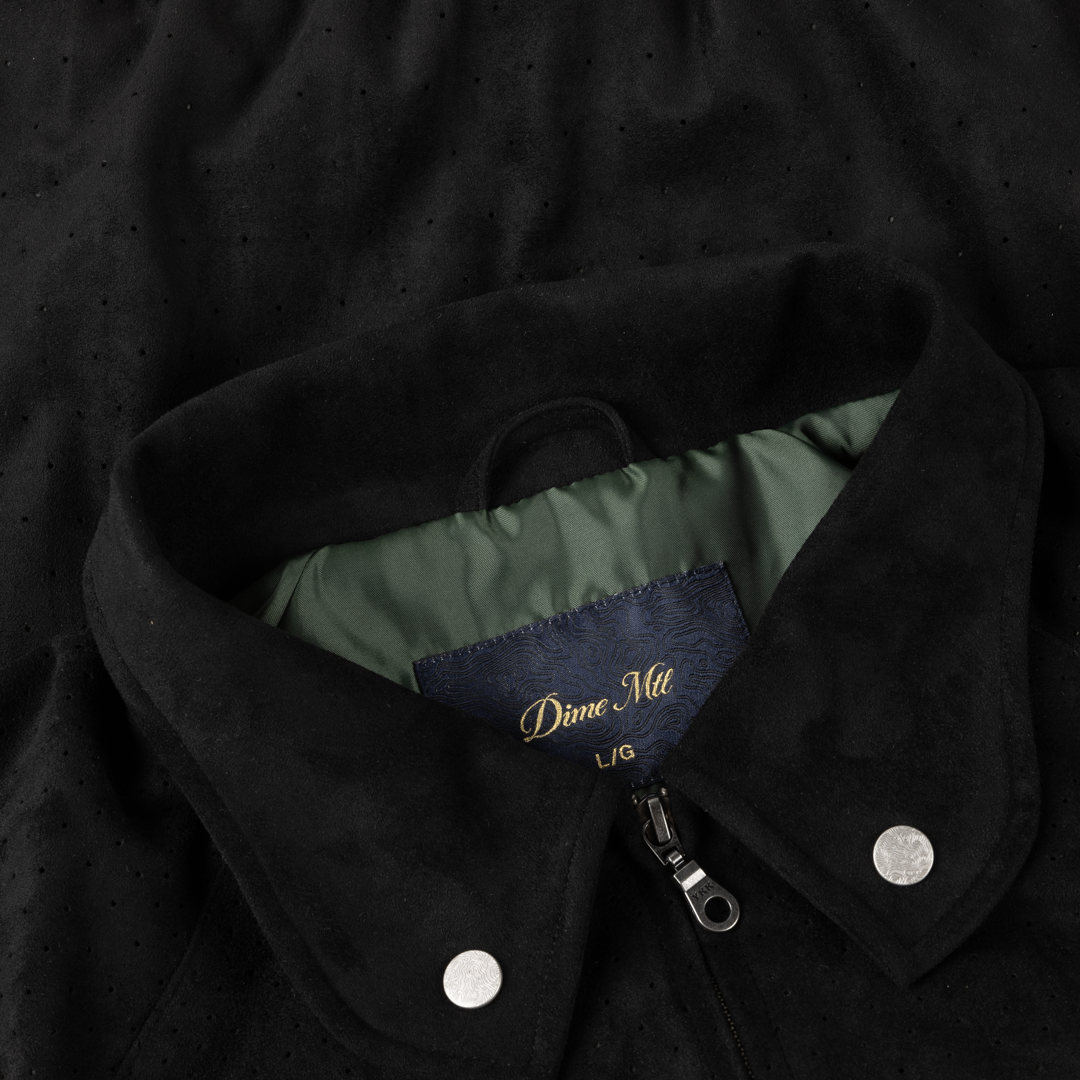 Perforated Faux Suede Jacket