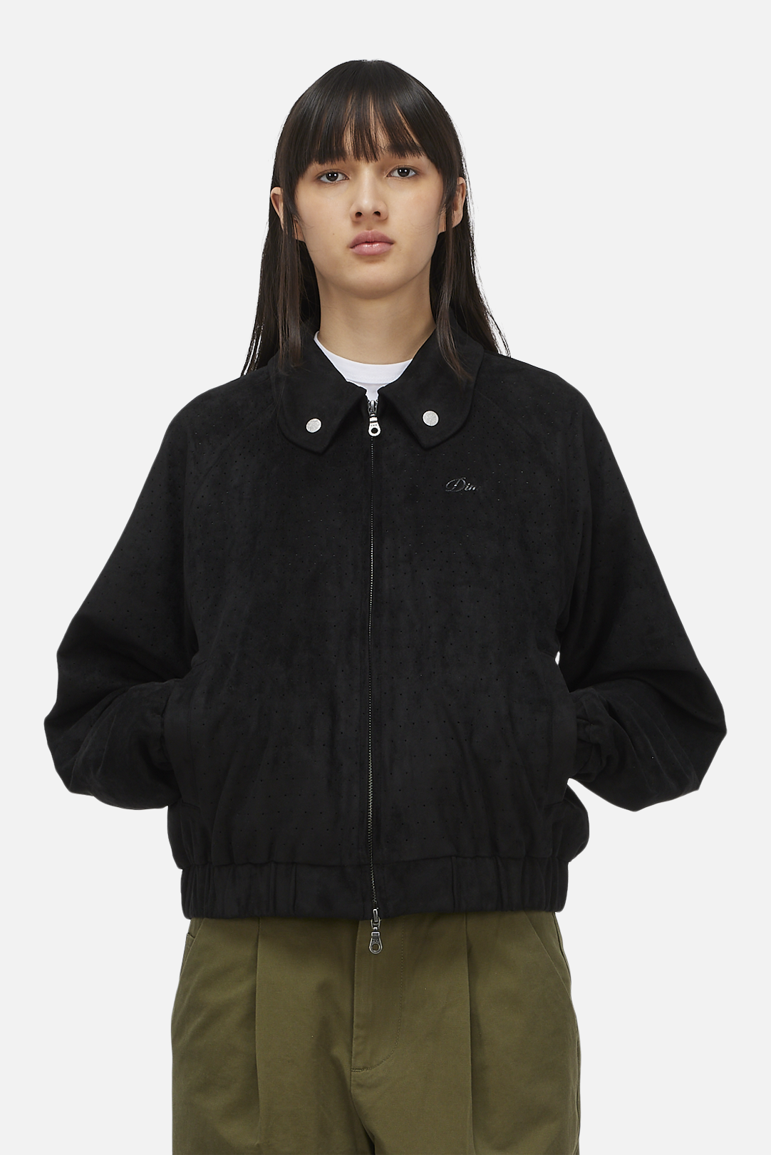 Perforated Faux Suede Jacket