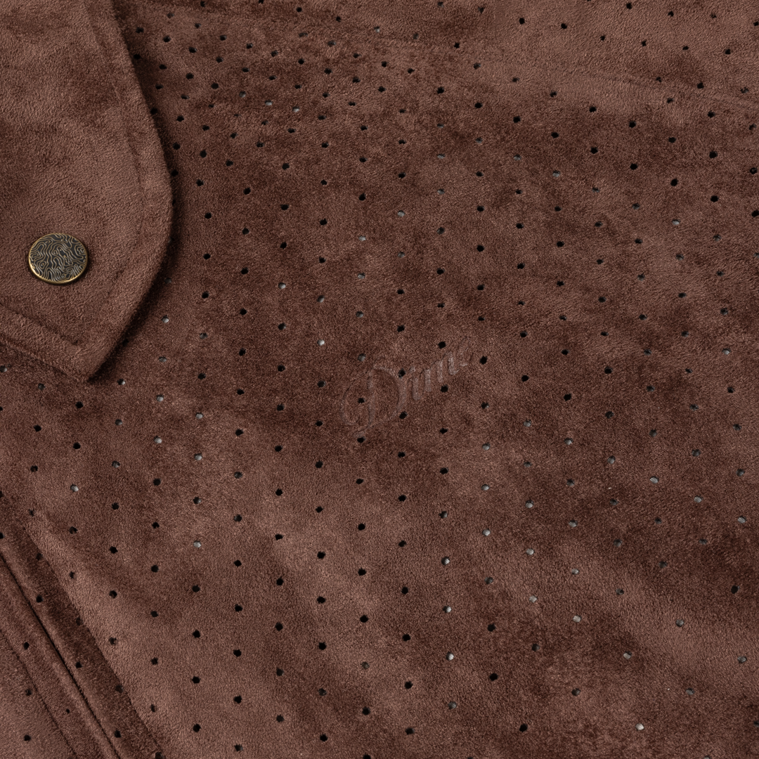 Manteau Perforated Faux Suede