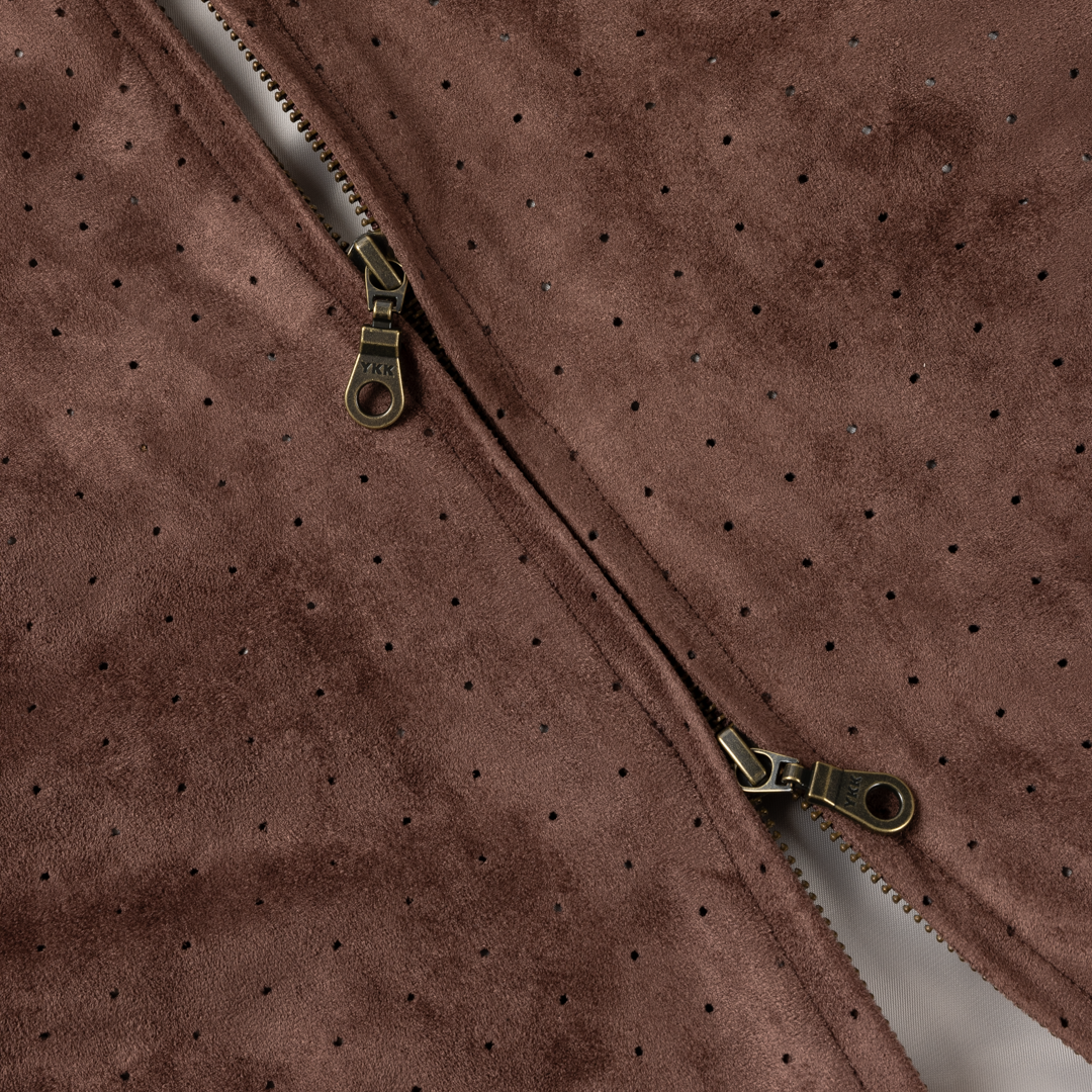 Manteau Perforated Faux Suede