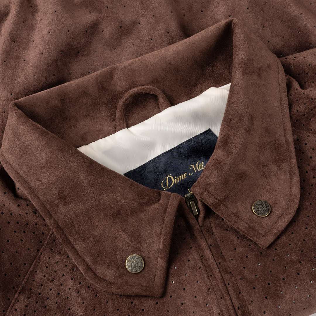 Manteau Perforated Faux Suede