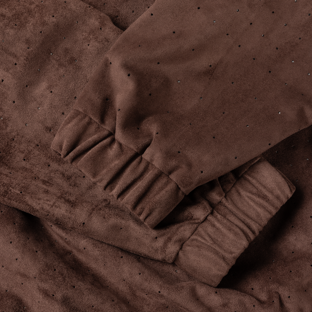 Manteau Perforated Faux Suede