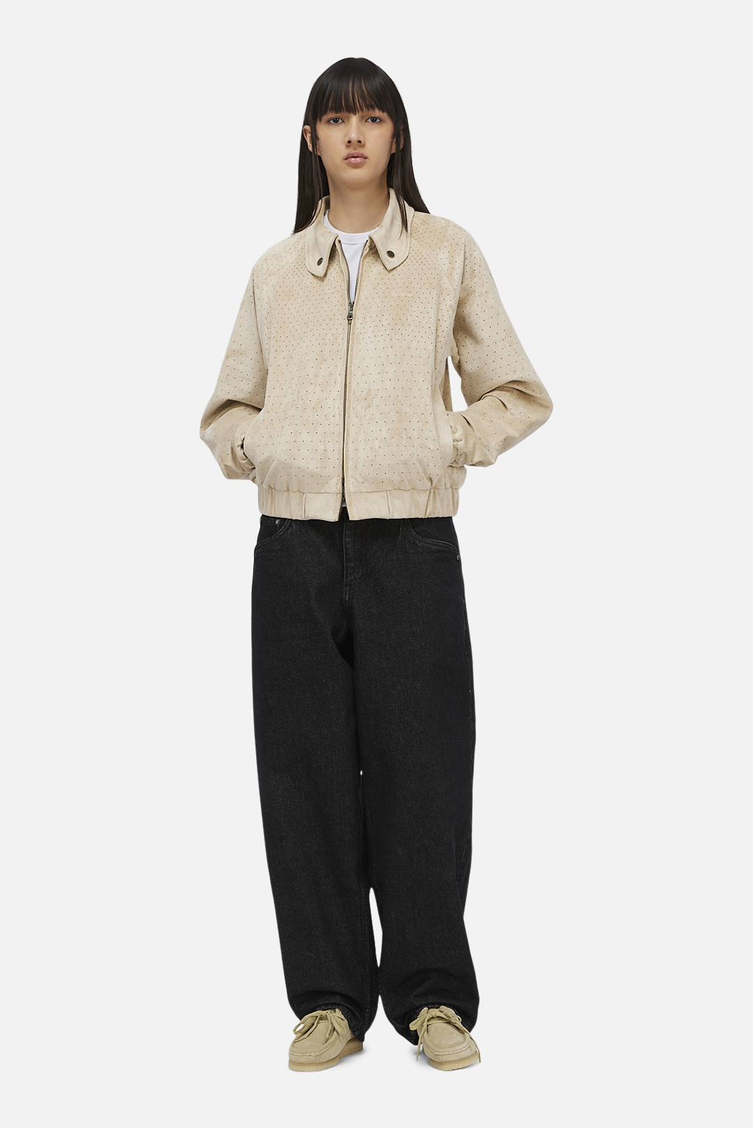 Perforated Faux Suede Jacket