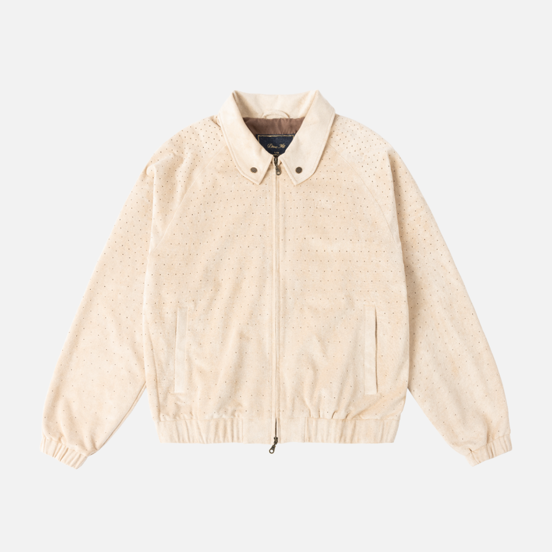 Perforated Faux Suede Jacket