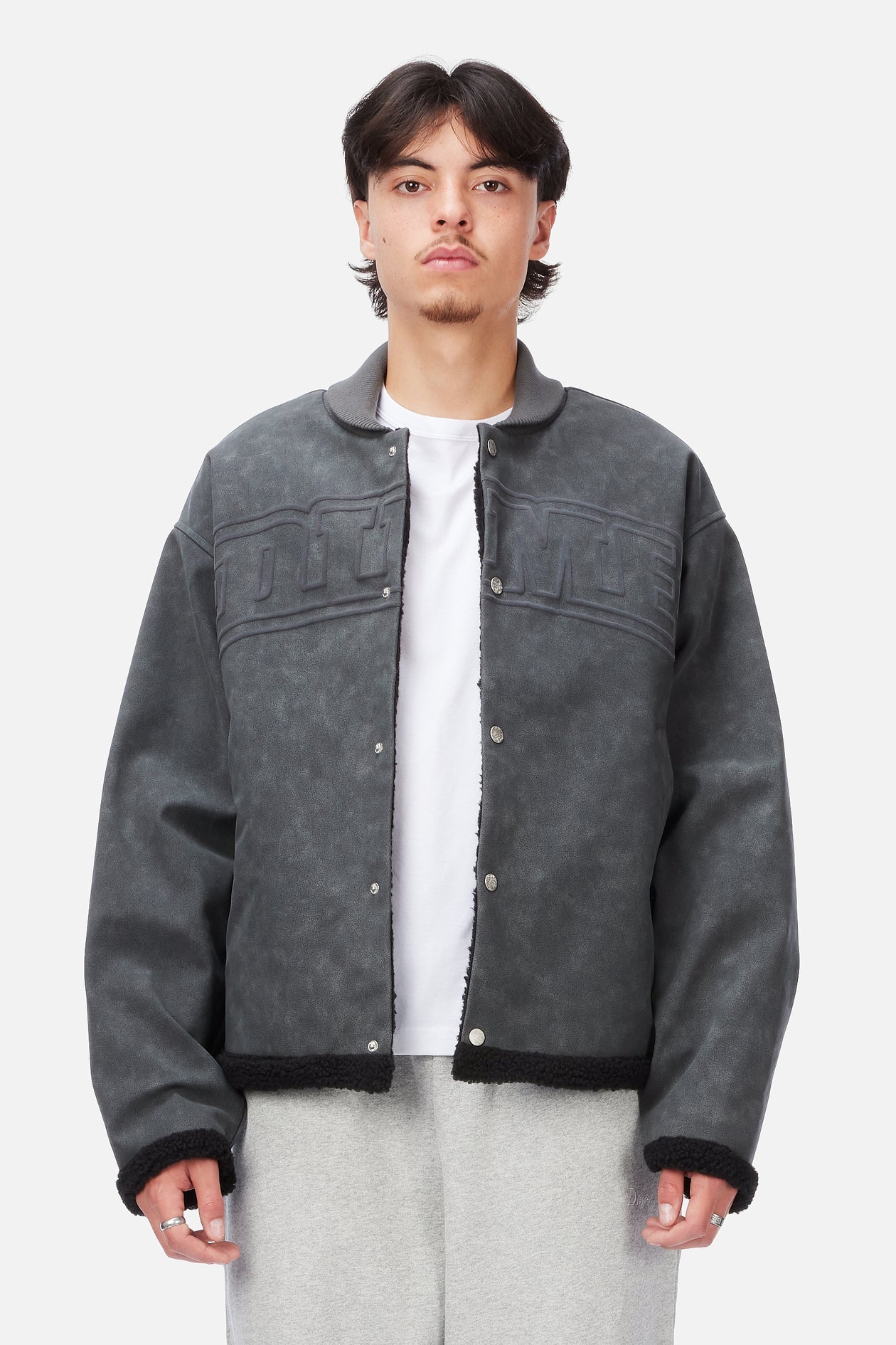Faux Suede Varsity Jacket