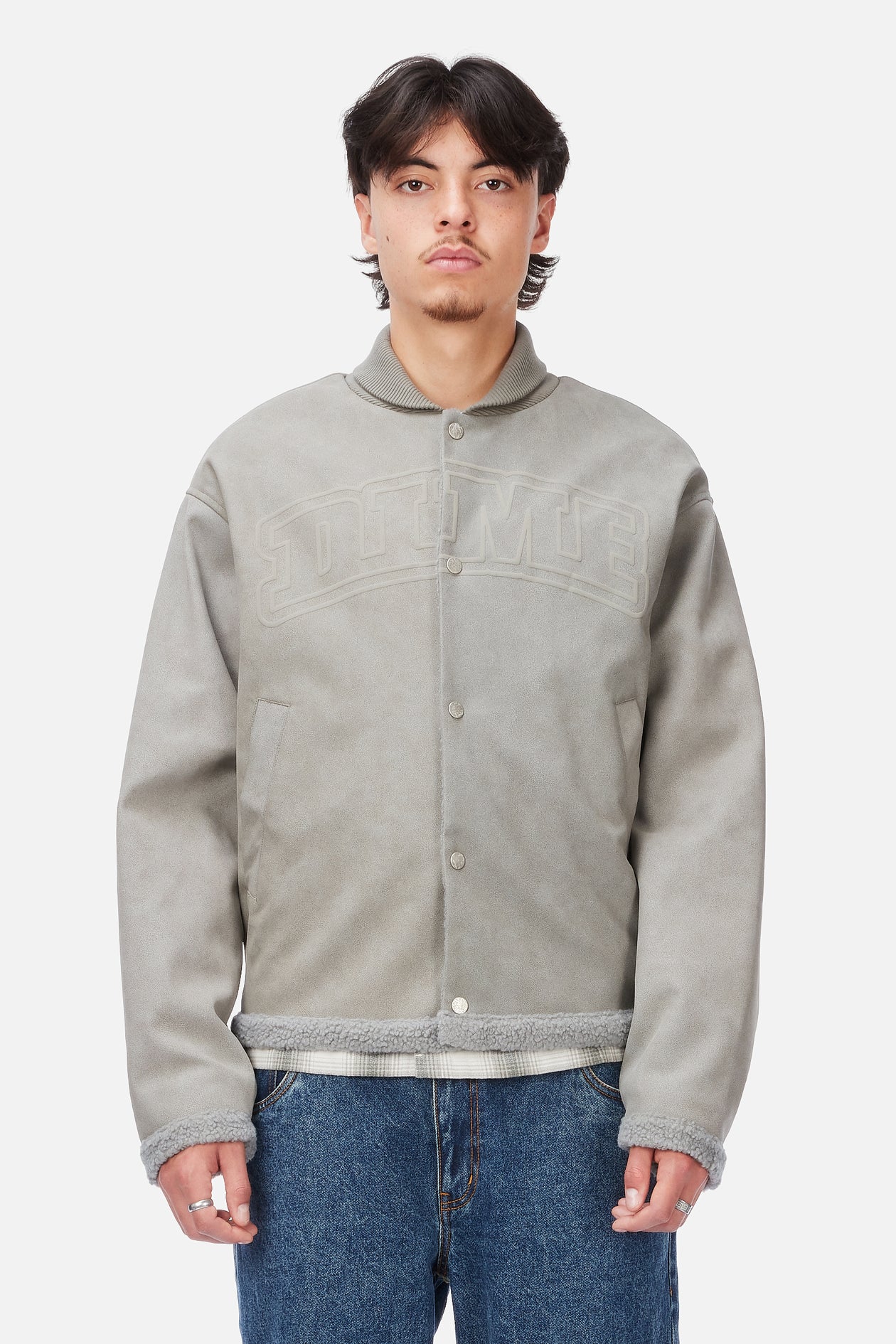 Faux Suede Varsity Jacket