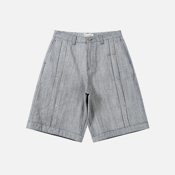 Pleated Baggy Denim Shorts