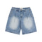Pleated Denim Shorts
