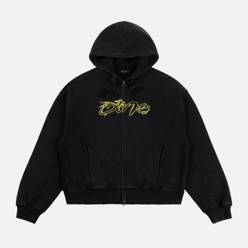 Distressed Terry Zip Hoodie