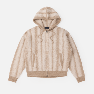 Mohair Striped Zip Hoodie