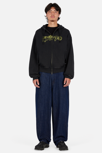 Distressed Terry Zip Hoodie