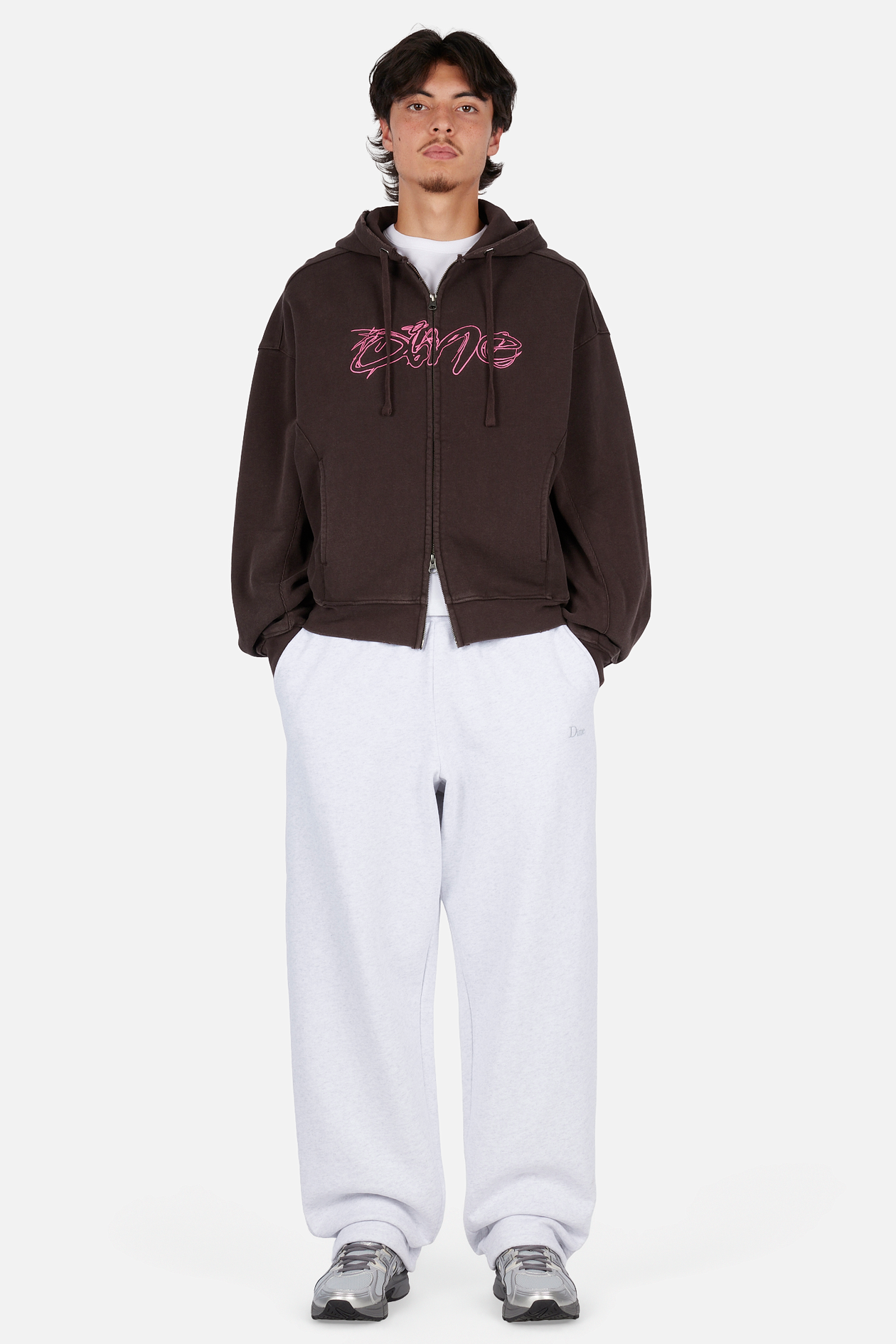 Distressed Terry Zip Hoodie