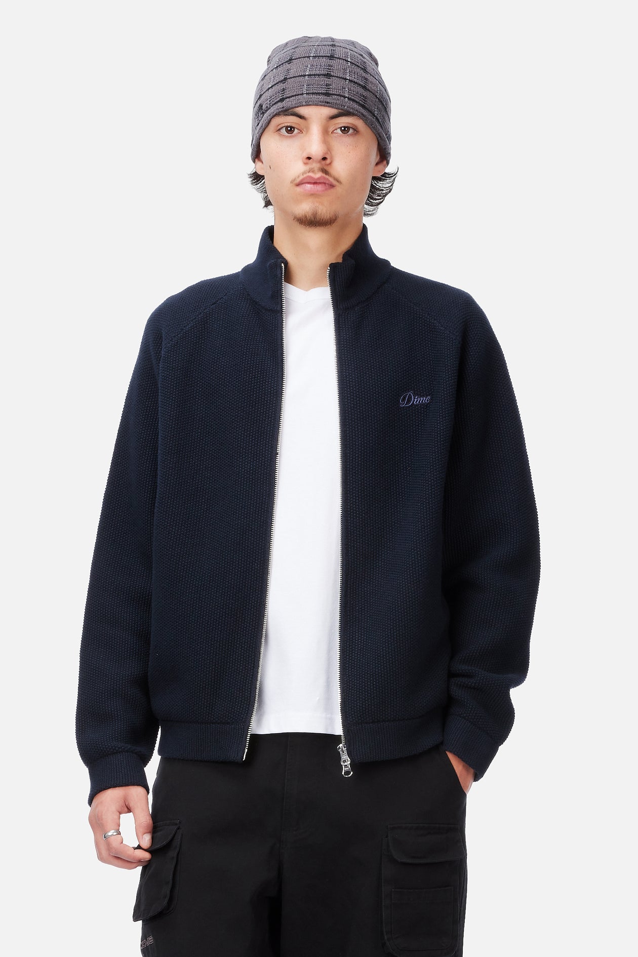 Knitted Pique Zip Sweater